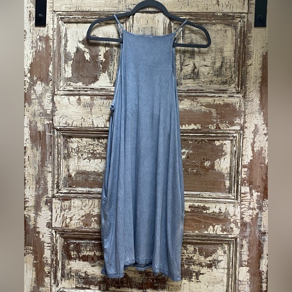 Mustard Seed Blue Halter Sundress Casual Sleeveless - Picture 2 of 4